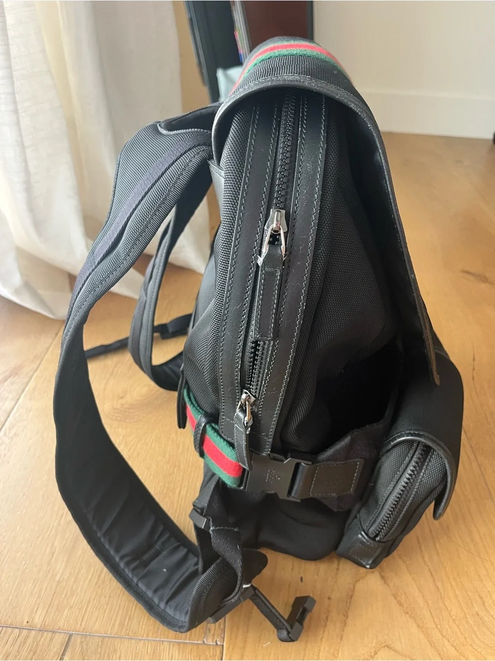 Gucci black canvas backpack with removable belt bag /fanny pack